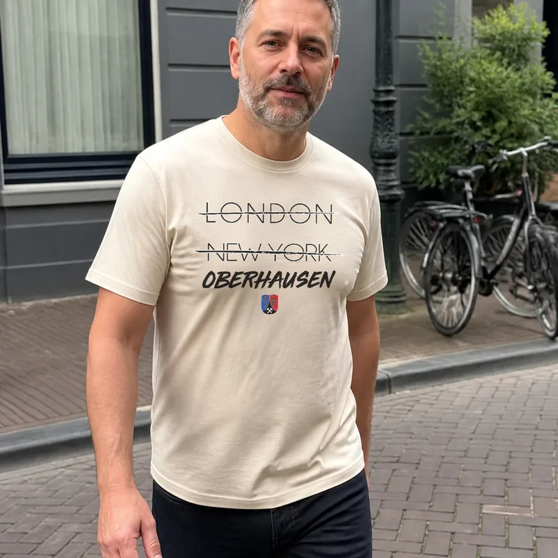 Sand London New York tee on a European street